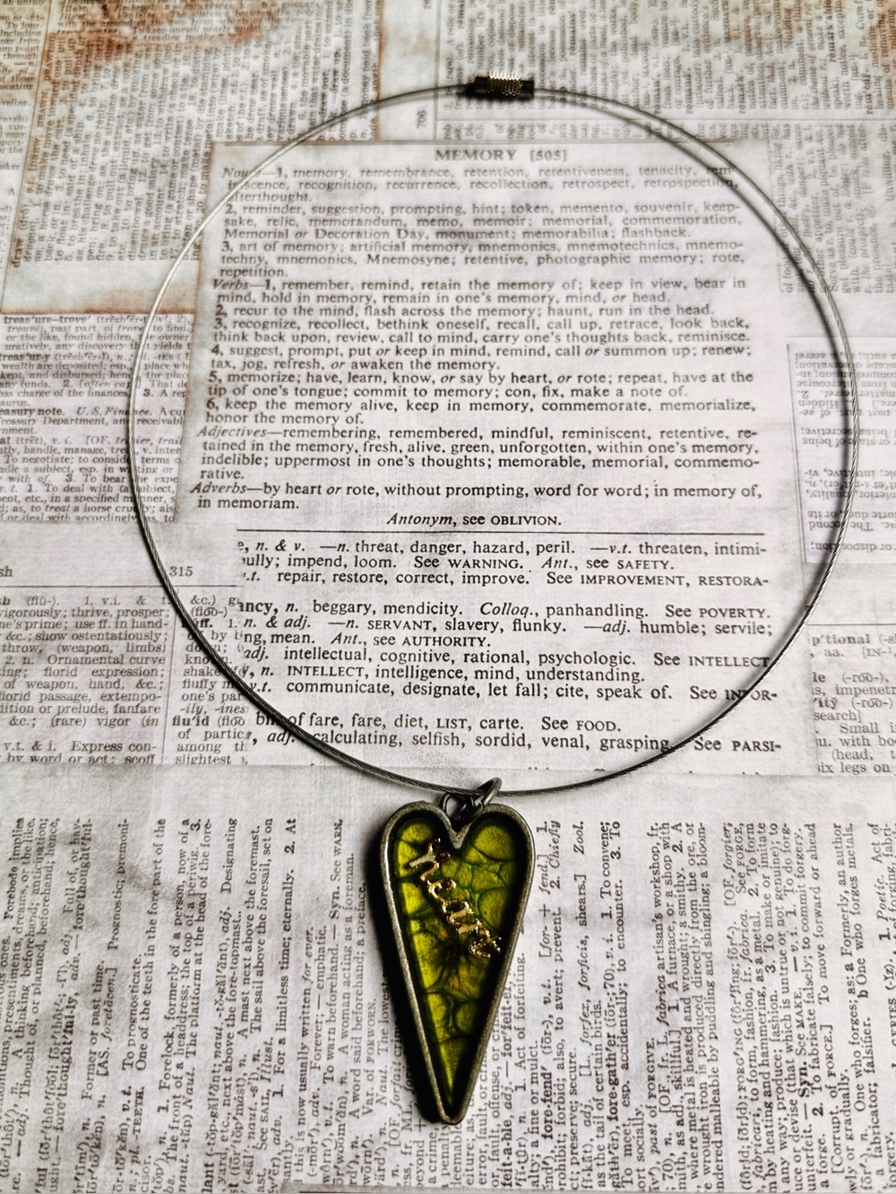 Hand Crafted Green Heart Drop Pendant Necklace